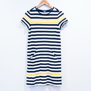 Fleur Bleue Anthropologie Blue White Striped Modal Blend Mini Dress Small